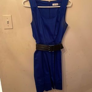 Blue Pleated and Belted Calvin Klein Dress